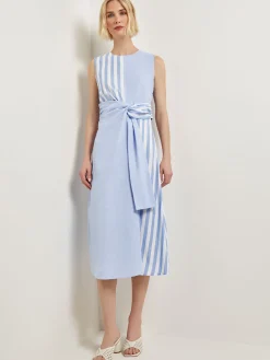 Modern Fit Midi A-Line Dress - Split Pattern Cotton|Misook Outlet