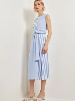 Modern Fit Midi A-Line Dress - Split Pattern Cotton|Misook Outlet