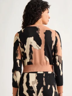 Modern Fit Short Jacquard Soft Knit Sweater Top|Misook Best