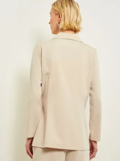 Modern Fit Single Button Jacket - Lace Tie Detail Woven|Misook Online