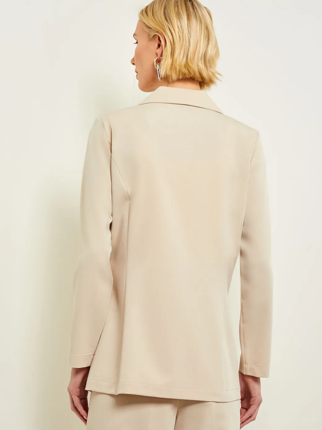 Modern Fit Single Button Jacket - Lace Tie Detail Woven|Misook Online