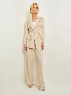 Modern Fit Single Button Jacket - Lace Tie Detail Woven|Misook Online