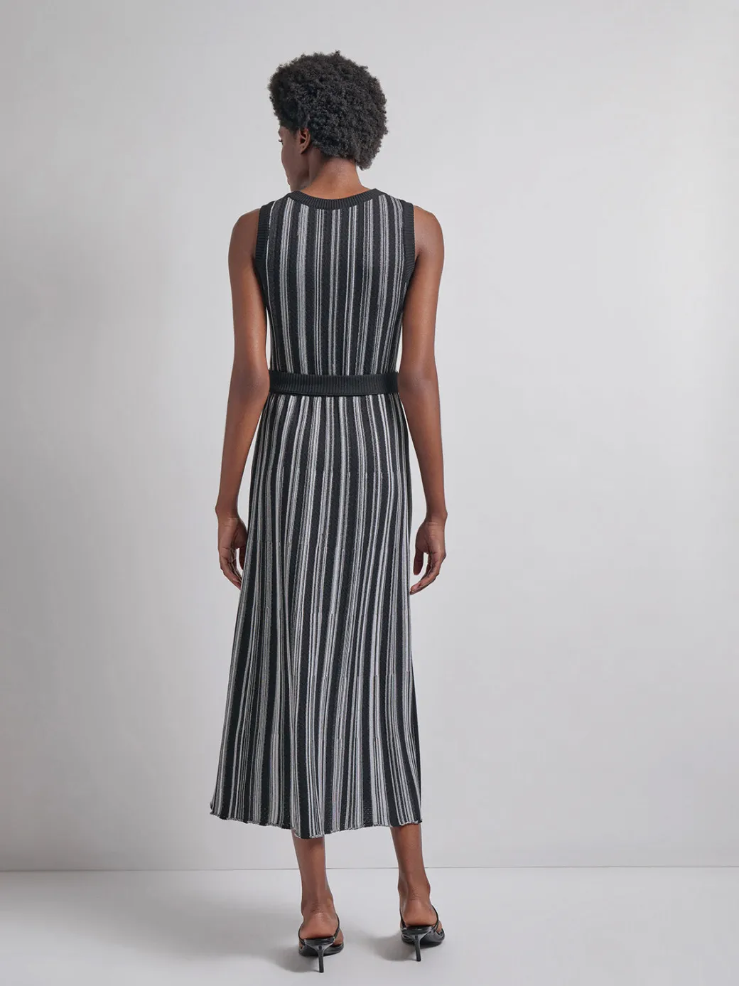 Modern Fit Sleeveless Soft Ribbed Knit Belted Maxi Dress|Misook Hot