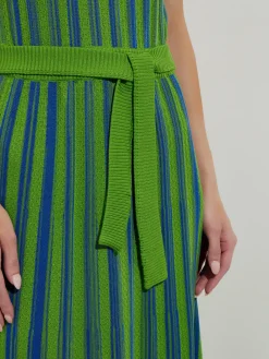 Modern Fit Sleeveless Soft Ribbed Knit Belted Maxi Dress|Misook Best