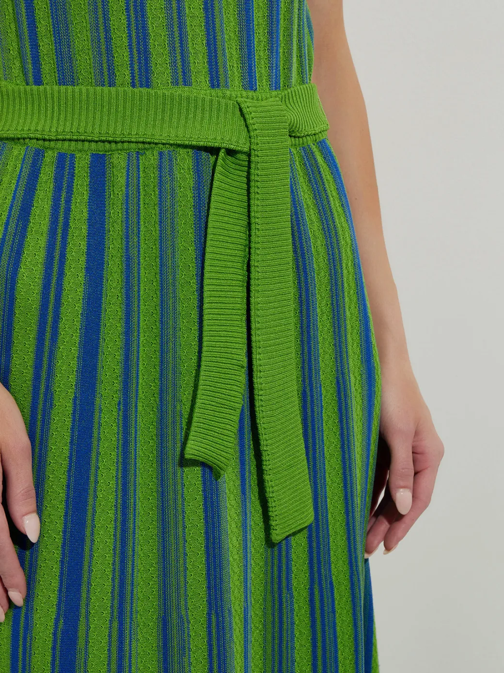 Modern Fit Sleeveless Soft Ribbed Knit Belted Maxi Dress|Misook Best