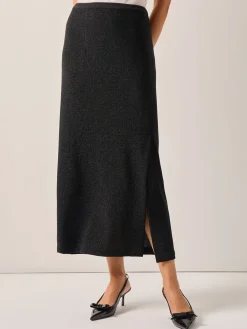 Modern Fit Sparkle Stretch Woven Straight Maxi Skirt|Misook New