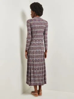 Modern Fit-and-Flare Melange Knit Cutout Maxi Dress|Misook Discount