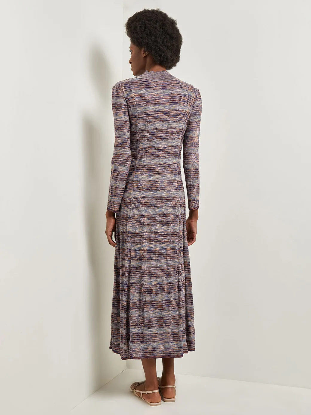 Modern Fit-and-Flare Melange Knit Cutout Maxi Dress|Misook Discount