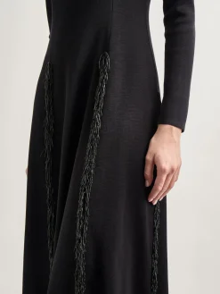 Modern Fit-and-Flare Sequin Princess Seam Knit Maxi Dress|Misook Fashion