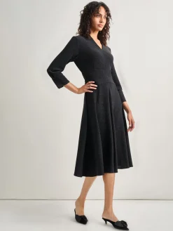 Modern Fit-and-Flare Sparkle Stretch Woven Midi Dress|Misook Discount