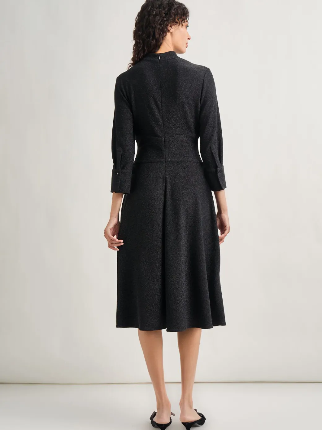 Modern Fit-and-Flare Sparkle Stretch Woven Midi Dress|Misook Discount