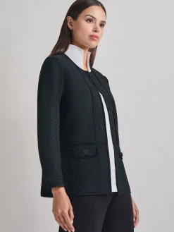 Open Neck Tonal Detail Jacket|Misook Discount
