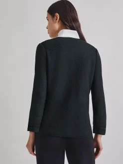 Open Neck Tonal Detail Jacket|Misook Discount