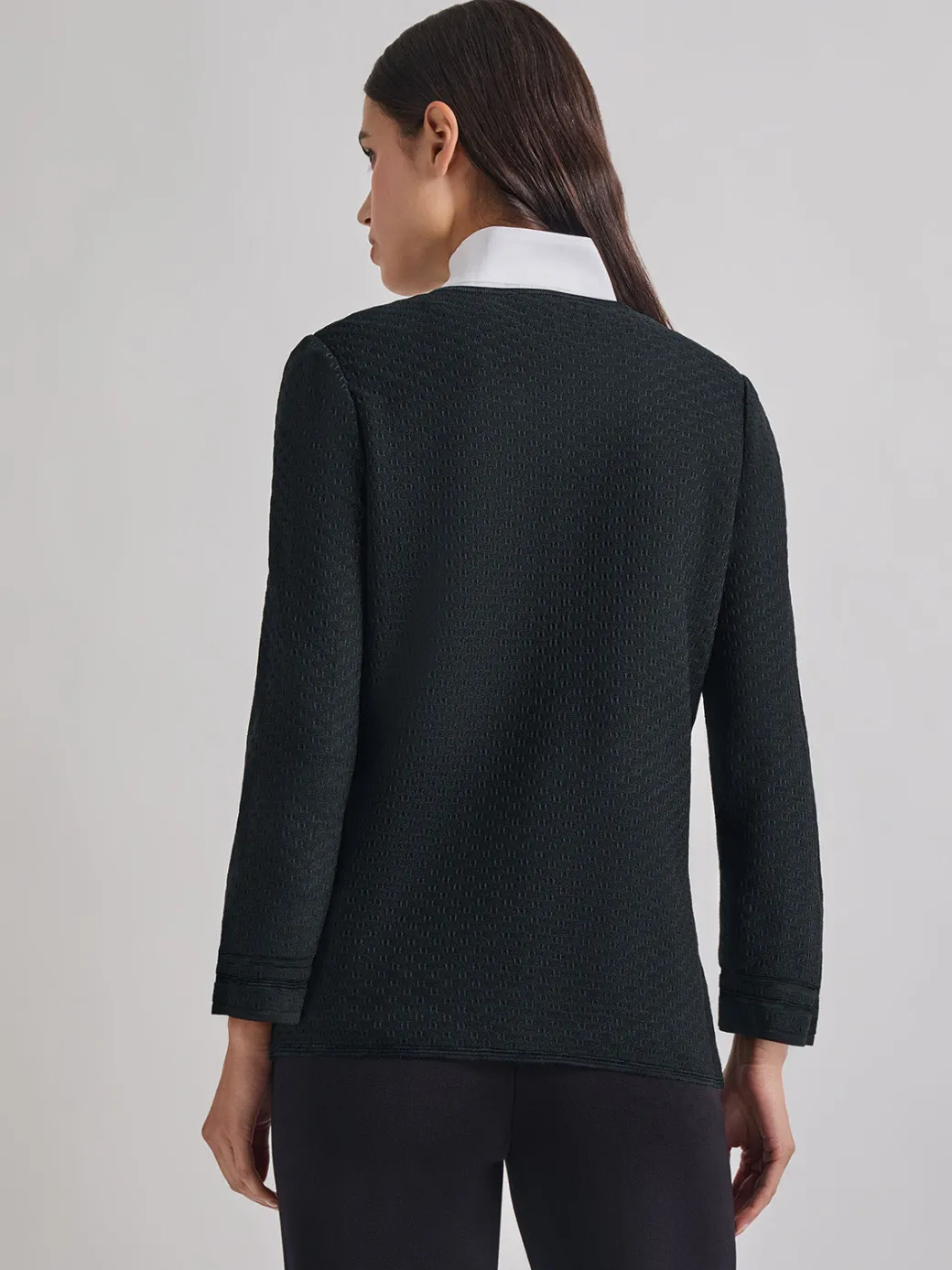 Open Neck Tonal Detail Jacket|Misook Discount