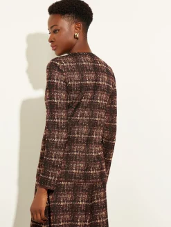 Plaid Button-Front Knit Jacket|Misook Fashion