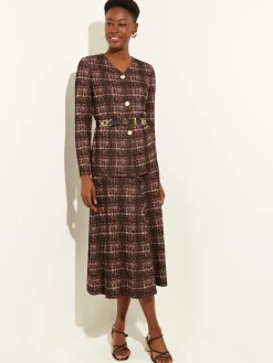 Plaid Button-Front Knit Jacket|Misook Fashion