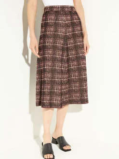 Plaid Knit A-Line Midi Skirt|Misook Outlet