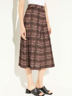 Plaid Knit A-Line Midi Skirt|Misook Outlet