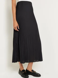 Pleated Crepe de Chine Maxi Skirt|Misook Clearance