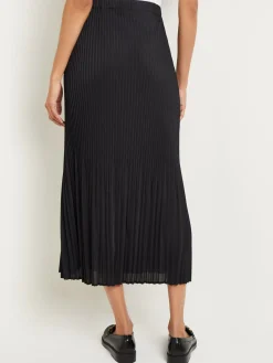 Pleated Crepe de Chine Maxi Skirt|Misook Clearance