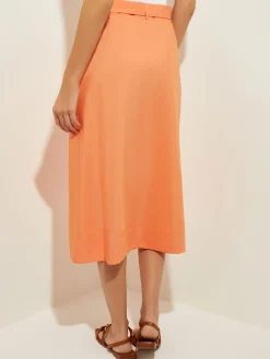 Pocketed Poplin A-Line Midi Skirt|Misook Discount