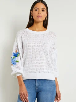 Pointelle Top - Balloon Sleeve Sweater ||Misook Clearance