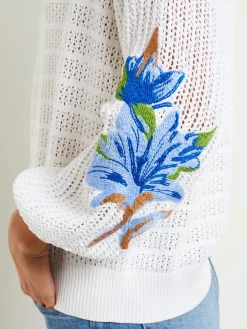 Pointelle Top - Balloon Sleeve Sweater ||Misook Clearance