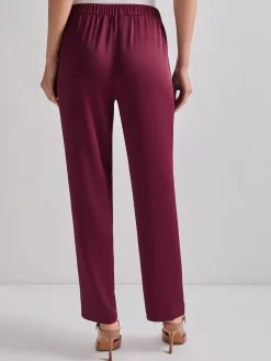 Pull-On Woven Straight Leg Pants|Misook Online