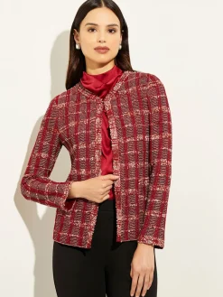 Red Plaid Jacket - Womens Tweed Jacket ||Misook Clearance