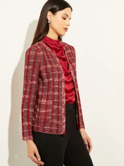 Red Plaid Jacket - Womens Tweed Jacket ||Misook Clearance