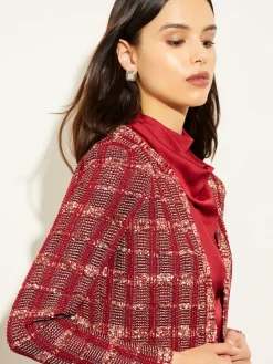 Red Plaid Jacket - Womens Tweed Jacket ||Misook Clearance