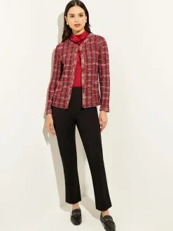 Red Plaid Jacket - Womens Tweed Jacket ||Misook Clearance