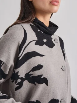 Relaxed Fit Abstract Floral Soft Knit Jacket|Misook Best