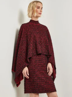 Relaxed Fit Two-Tone Eyelash Knit Poncho|Misook Sale