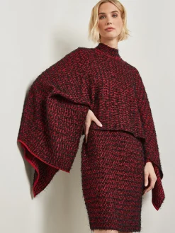 Relaxed Fit Two-Tone Eyelash Knit Poncho|Misook Sale
