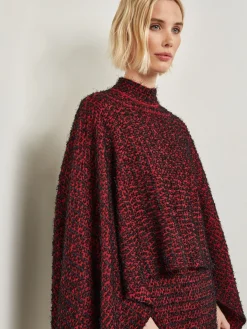 Relaxed Fit Two-Tone Eyelash Knit Poncho|Misook Sale