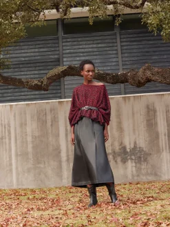 Relaxed Fit Two-Tone Eyelash Knit Poncho|Misook Sale