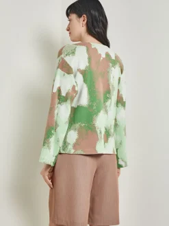 Removable Pin Crossover Jacket - Bell Sleeve Recycled Jacquard Knit|Misook Outlet