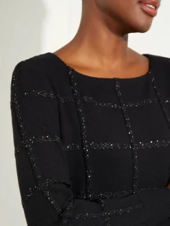 Sequin Grid Soft Recycled Knit Tunic|Misook Fashion