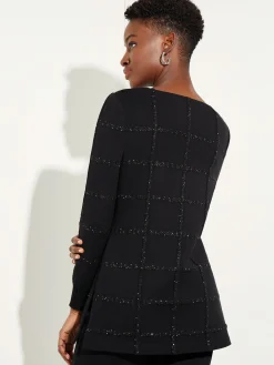 Sequin Grid Soft Recycled Knit Tunic|Misook Fashion