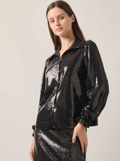 Sequin Novelty Woven Blouse|Misook Discount