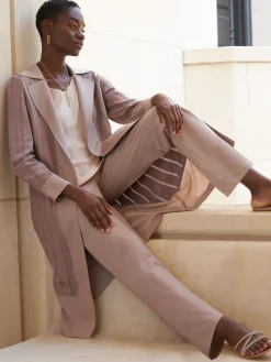 Sheer Duster - Long Brown Coat ||Misook Discount