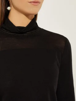 Sheer Inset Turtleneck|Misook Online