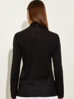 Sheer Inset Turtleneck|Misook Online