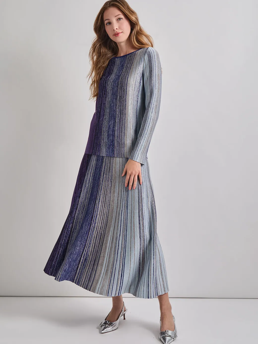 Shimmer Lurex Knit Tunic|Misook Hot