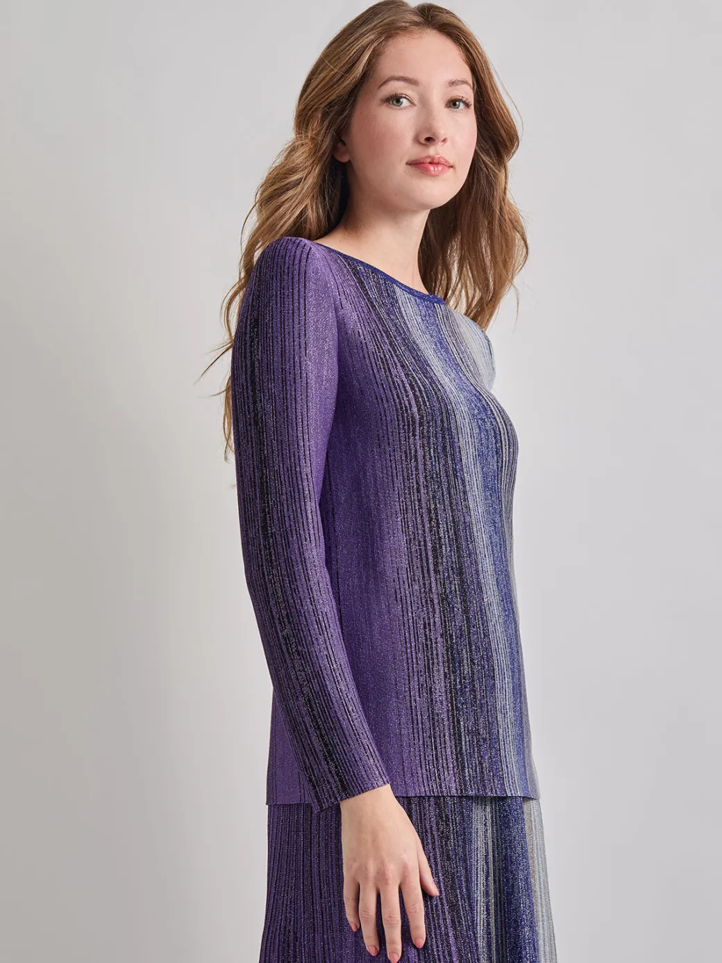 Shimmer Lurex Knit Tunic|Misook Hot