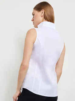 Sleeveless Stretch Cotton Blouse|Misook Fashion