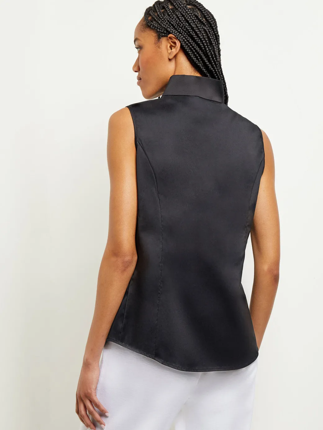 Sleeveless Stretch Cotton Blouse|Misook Hot