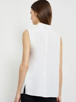 Sleeveless Twist Neck Crepe De Chine Blouse|Misook New