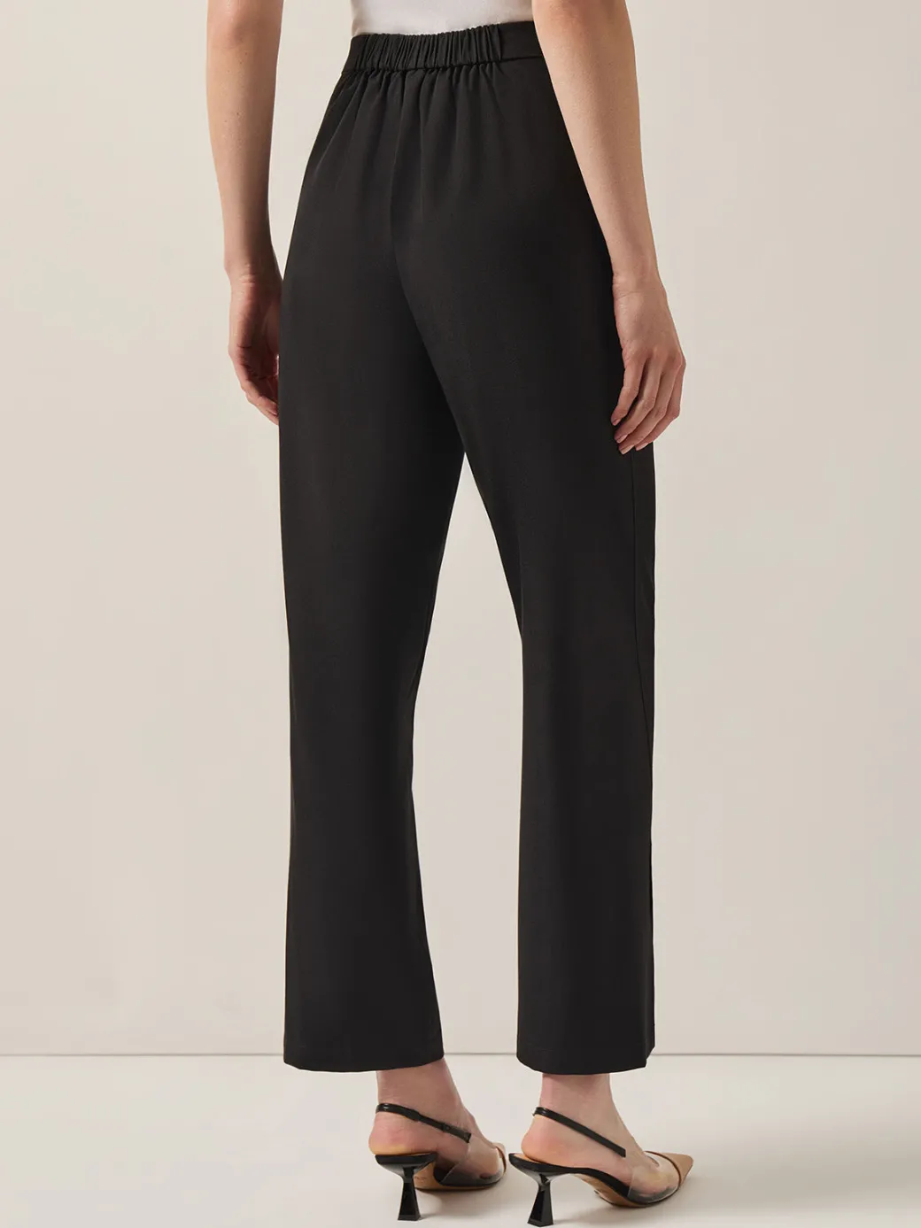 Split Hem Straight Leg Woven Pants|Misook Clearance